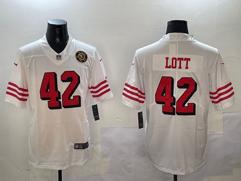 Men San Francisco 49ers 42 Lott White Throwback 2024 Nike Limited NFL Jersey style 01041
